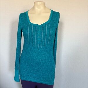 Y2K Kirra Womens Henley Top Shirt Size Large Scoop Neck Streetwear Long Sleeve